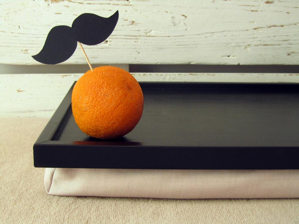 Large Mustache And An Orange - Pillow Tray- Custom Order