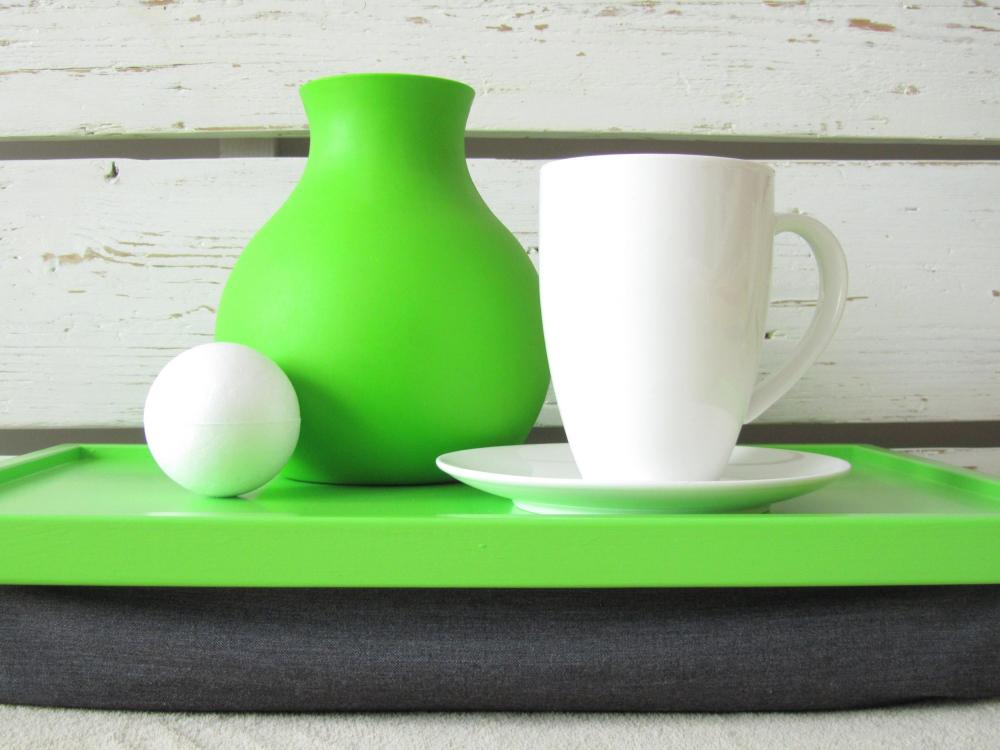 Laptop Lap Desk Or Breakfast Serving Tray - Lime Green With Grey Pillow